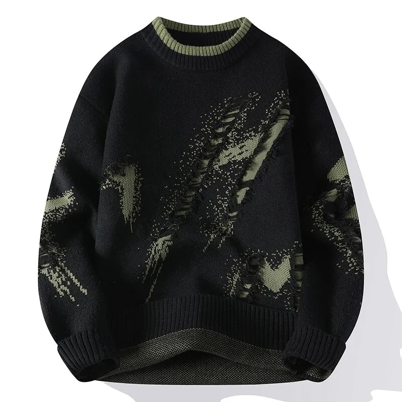 Men's Knit Sweater - Patchwork Casual Pullover