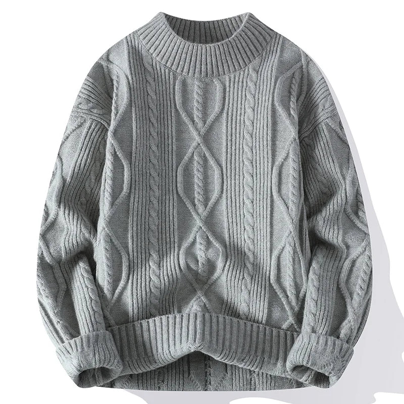 Men's Mock Neck Knitted Pullover Sweater