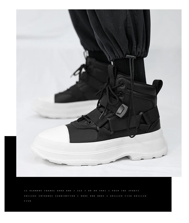 Men's High-Top Platform Sneakers - Casual Ankle Boots