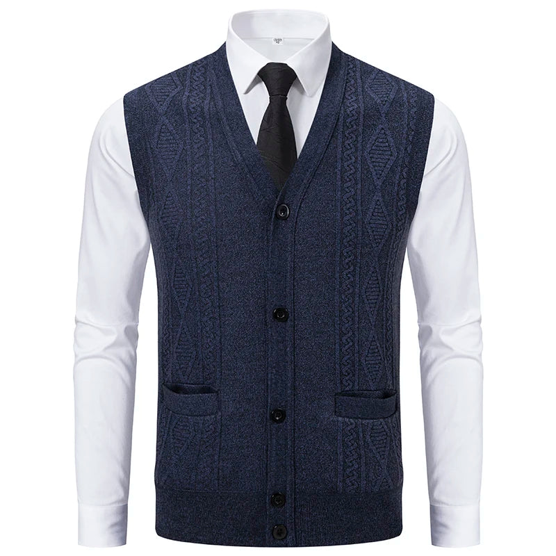 Men's Slim Fit Knit Vest - V-Neck Sleeveless Waistcoat Smart Casual