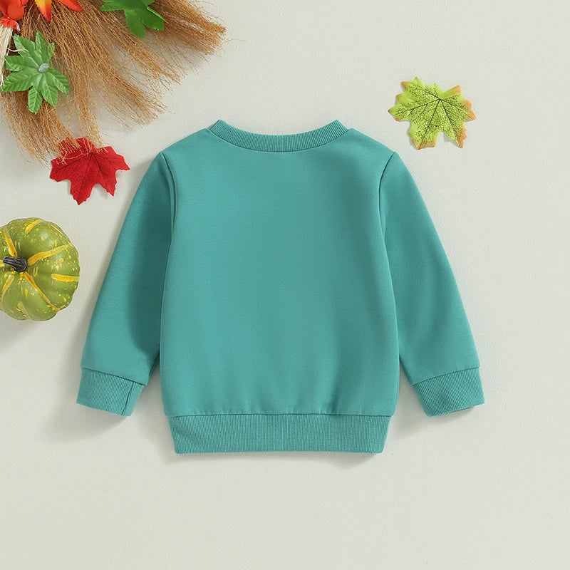 0-4Y Autumn Kids Boys Girls Sweatshirt T Shirts Long Sleeve Pumpkin Letters Print Pullover Halloween Clothes