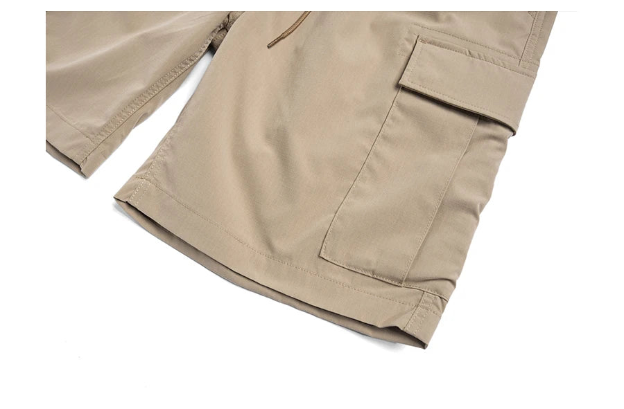 Men's Oversize Lightweight 190g  Quick Dry Fabric Cargo Drawstring Shorts