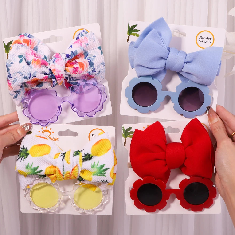 2PCS Children's Baby's Headband and Flower Sunglasses