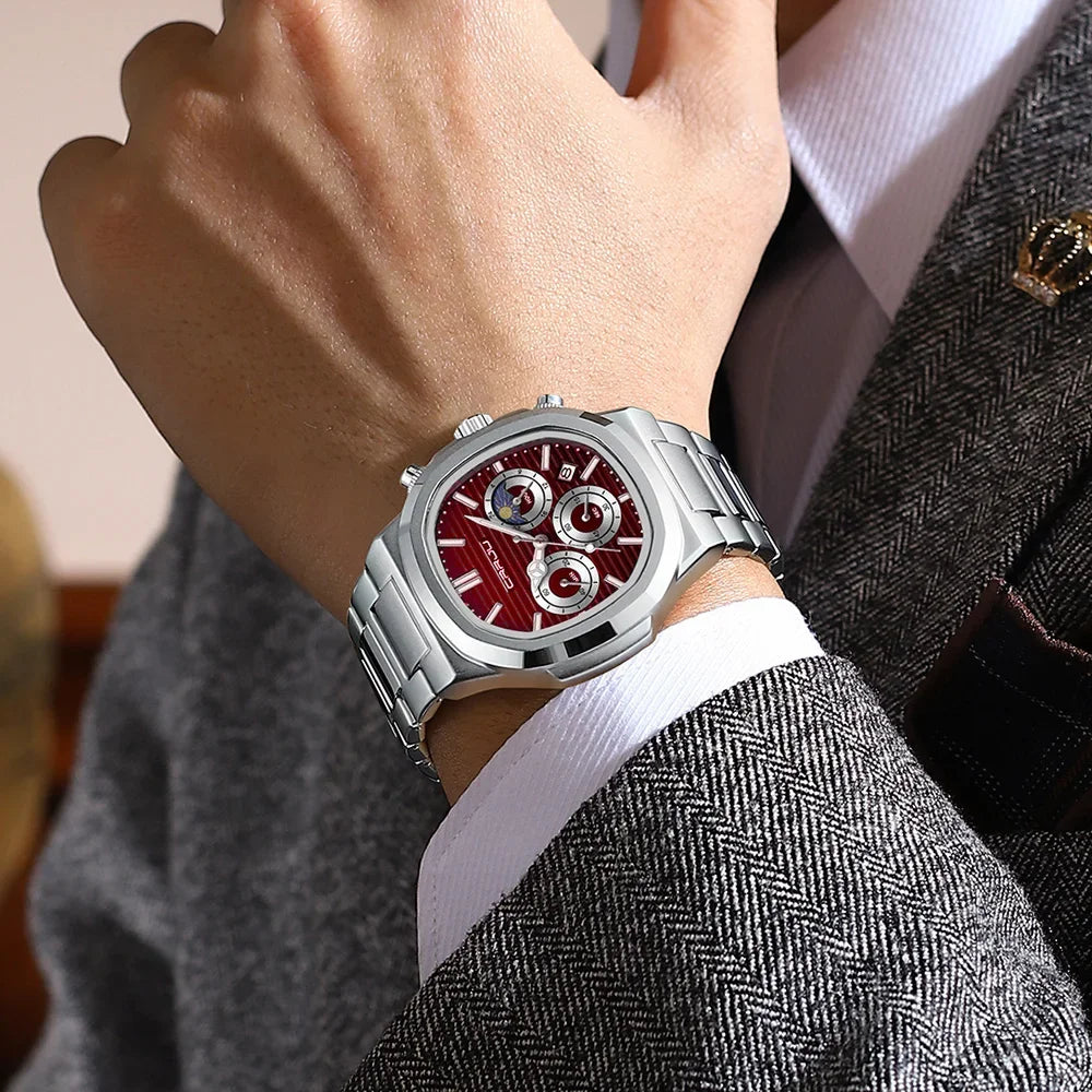 Men's Waterproof Pilot Chronograph Watch - Luminous Stainless Steel Timepiece