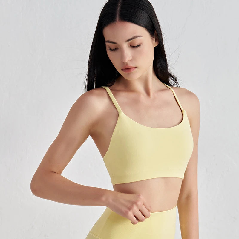 Nylon Spandex Yoga Bra Top - Removable Pads & Adjustable Straps