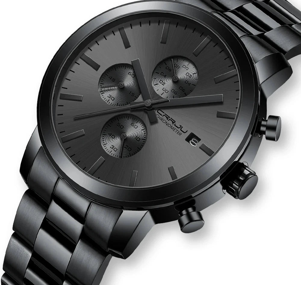 Stainless Steel Chronograph Watch - Luxury Waterproof Business Watch