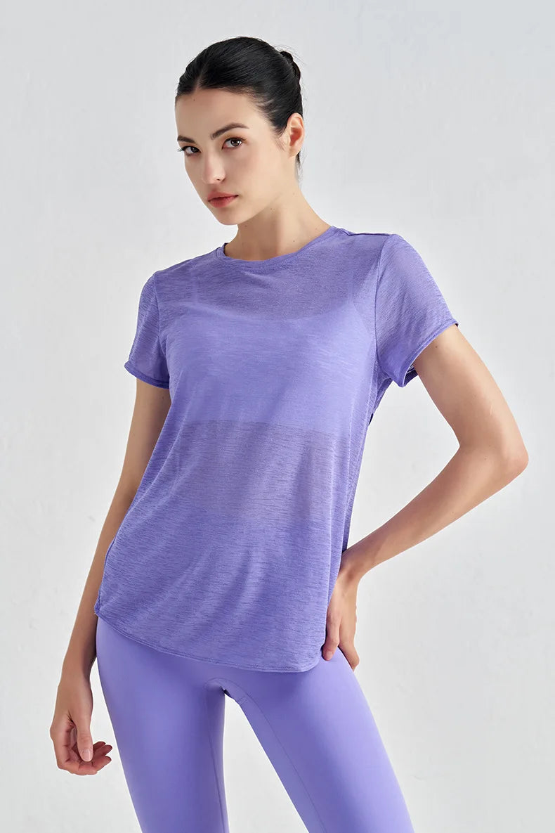 Polyester Sports T-Shirt - Breathable Yoga Running Fitness Top Plus Size