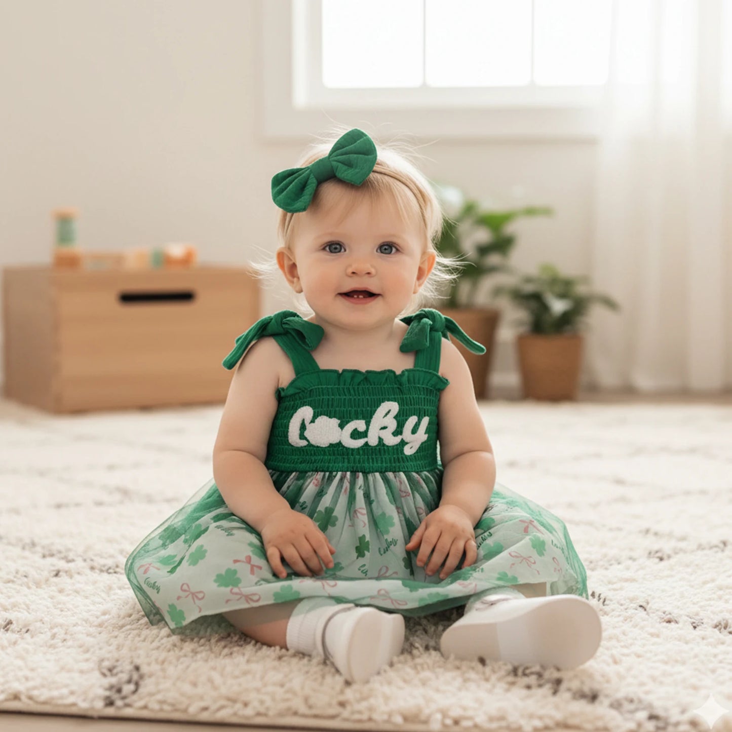 Baby Girls' Letter Embroidery Romper Dress & Headband Set