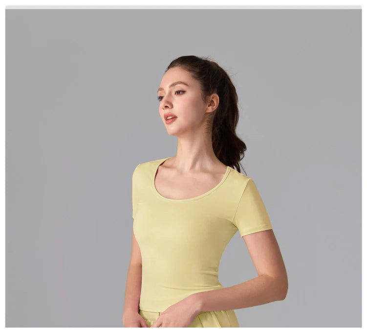 Women's Slim Fit Workout T-Shirt - Quick Dry Athletic Top for Yoga & Running