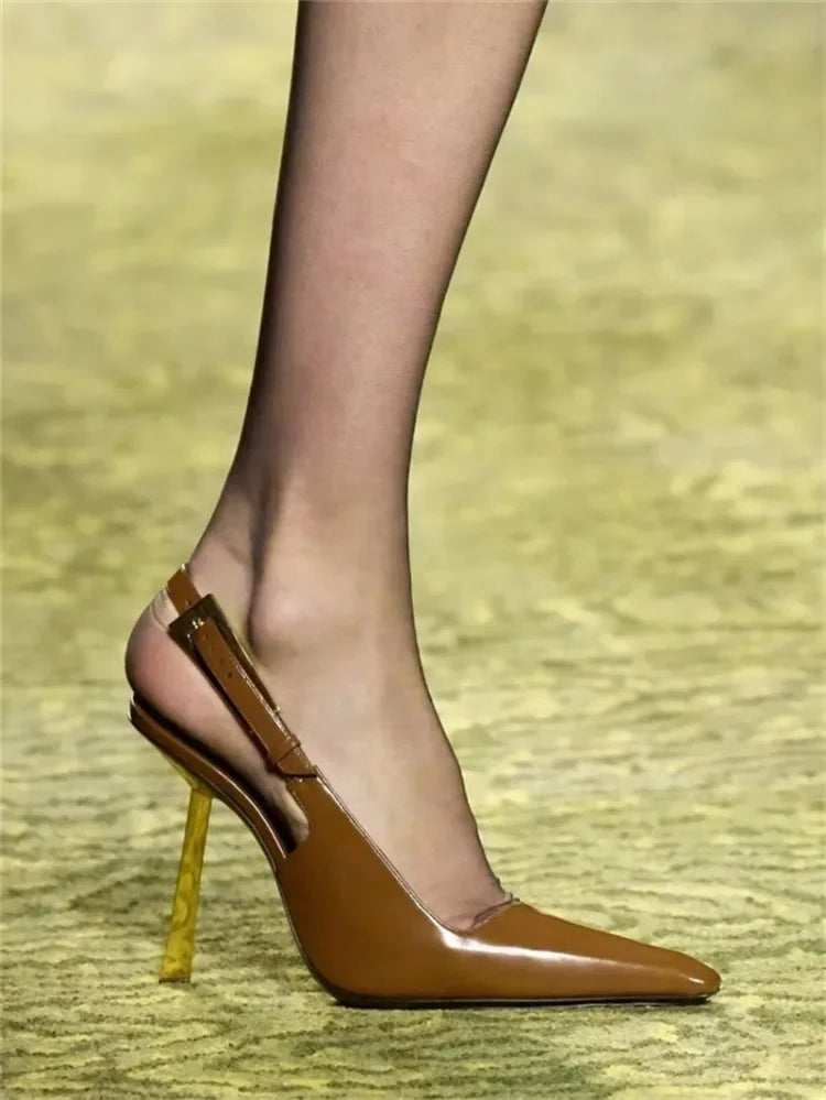 Women's Pointed Stiletto Sandals - One-Line Buckle Strap High Heels