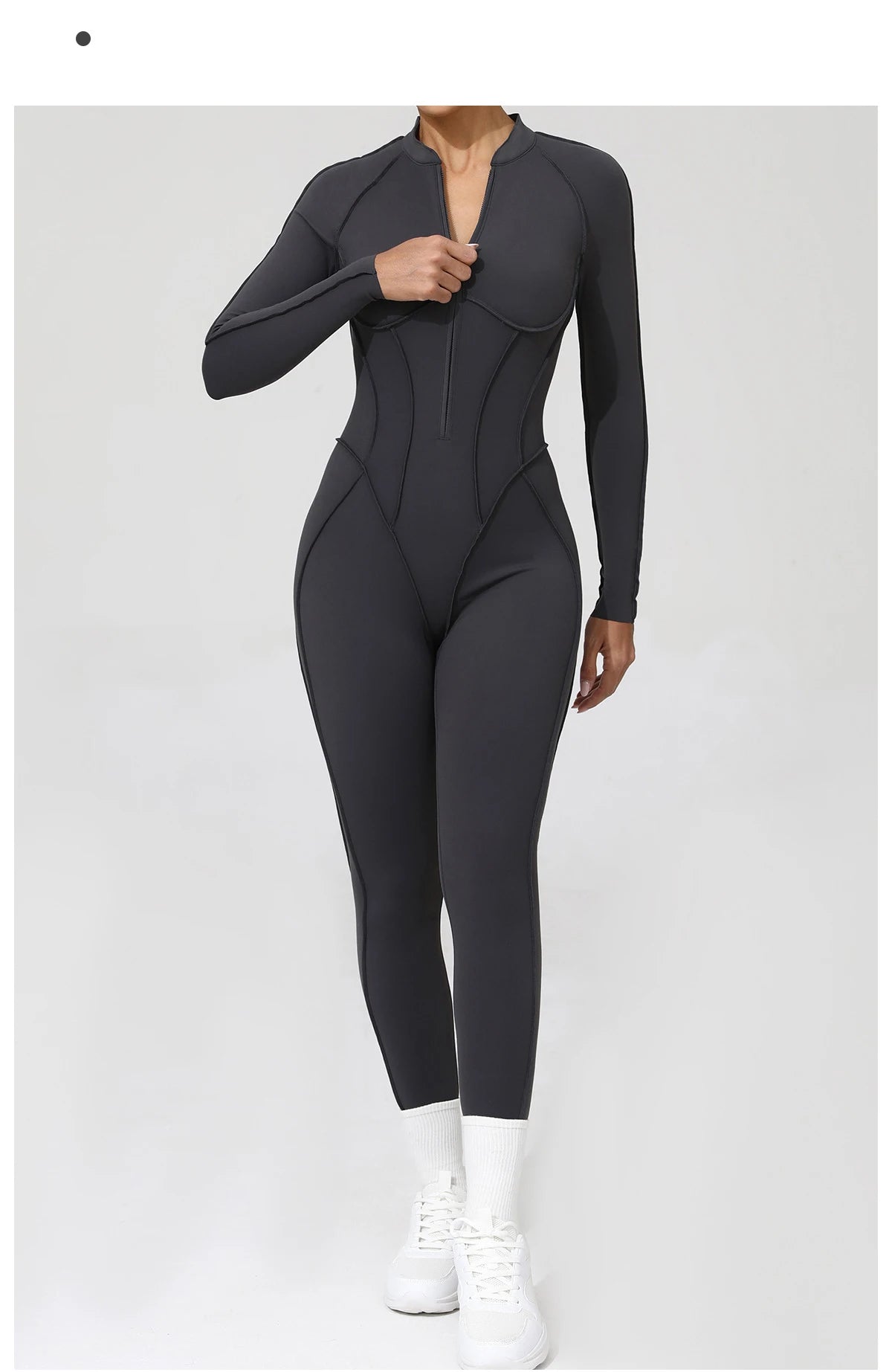 Nylon Jumpsuit - Yoga Fitness Bodysuit with Zipper
