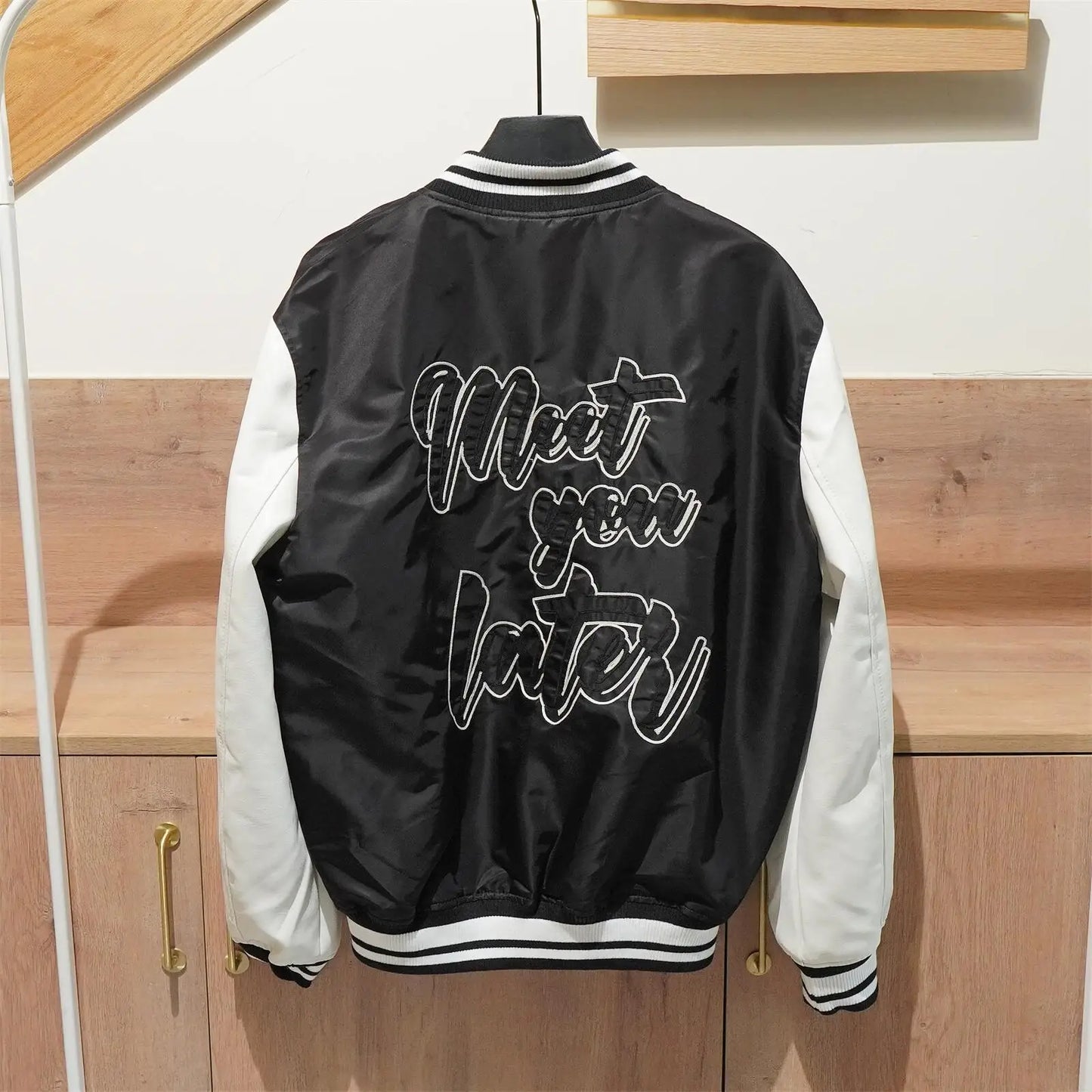 Men's Bomber Jacket - Embroidered Patchwork Baseball Style