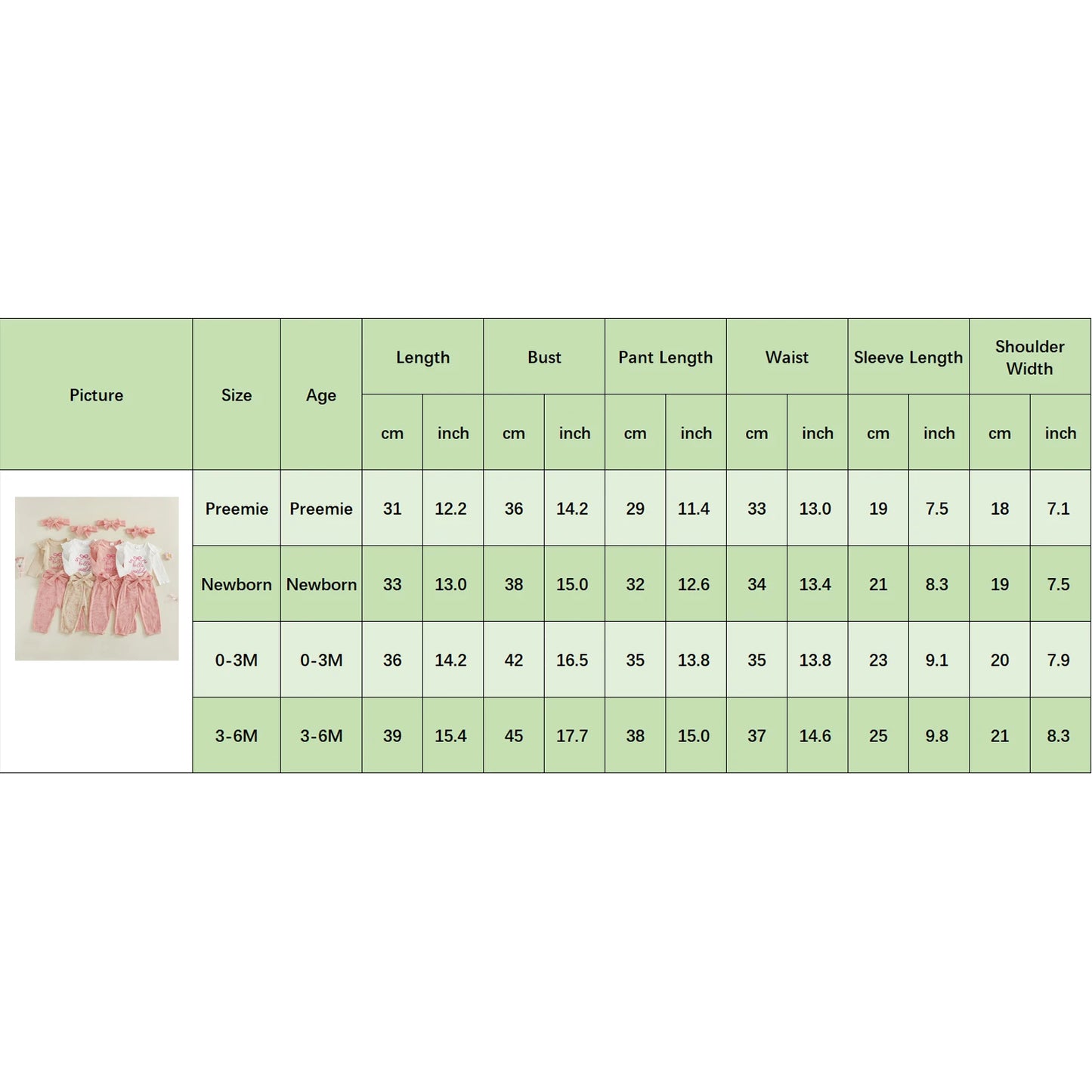 Newborn Baby 4-Piece Outfit Set - Long Sleeve Romper, Pants, Belt & Headband