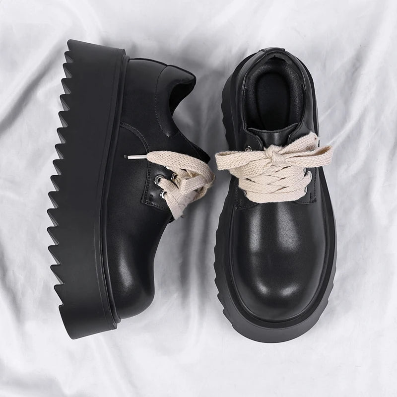 Men’s Platform Casual Genuine Leather Thick Sole British Shoes