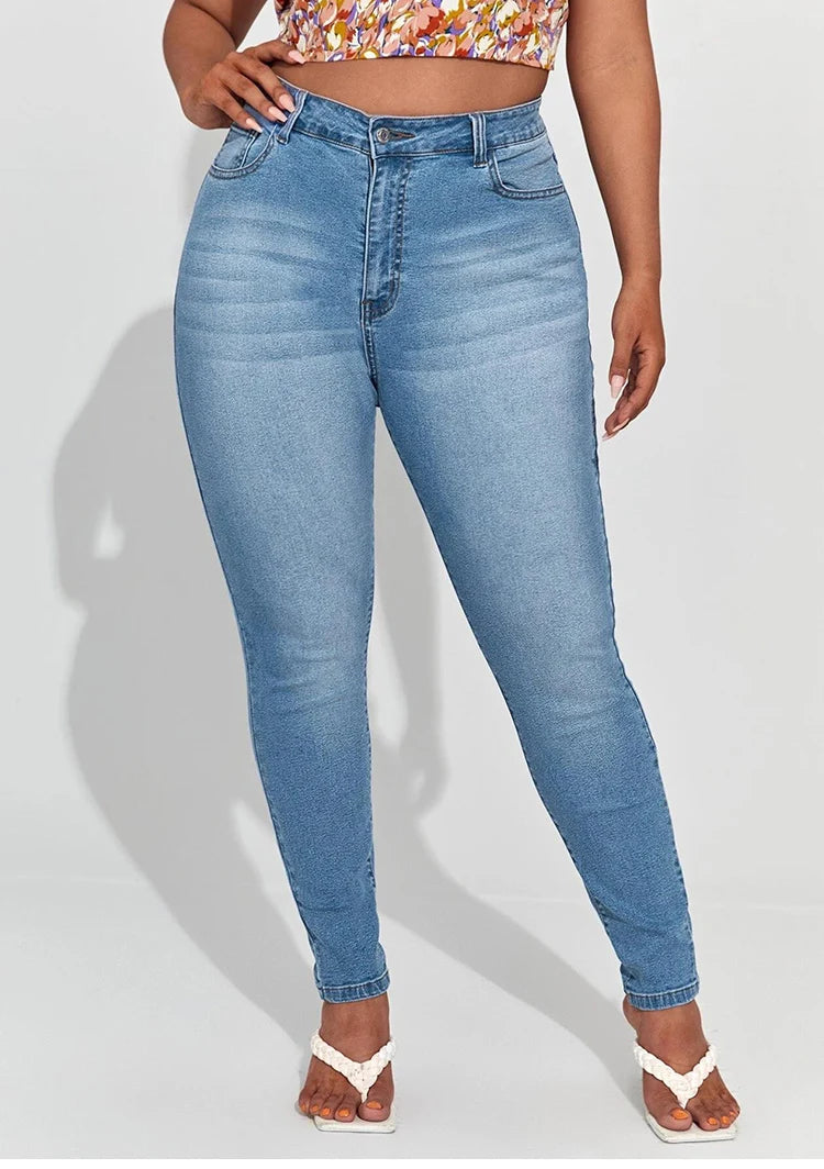 Women's Plus Size High Waist Stretchy Pencil Jeans