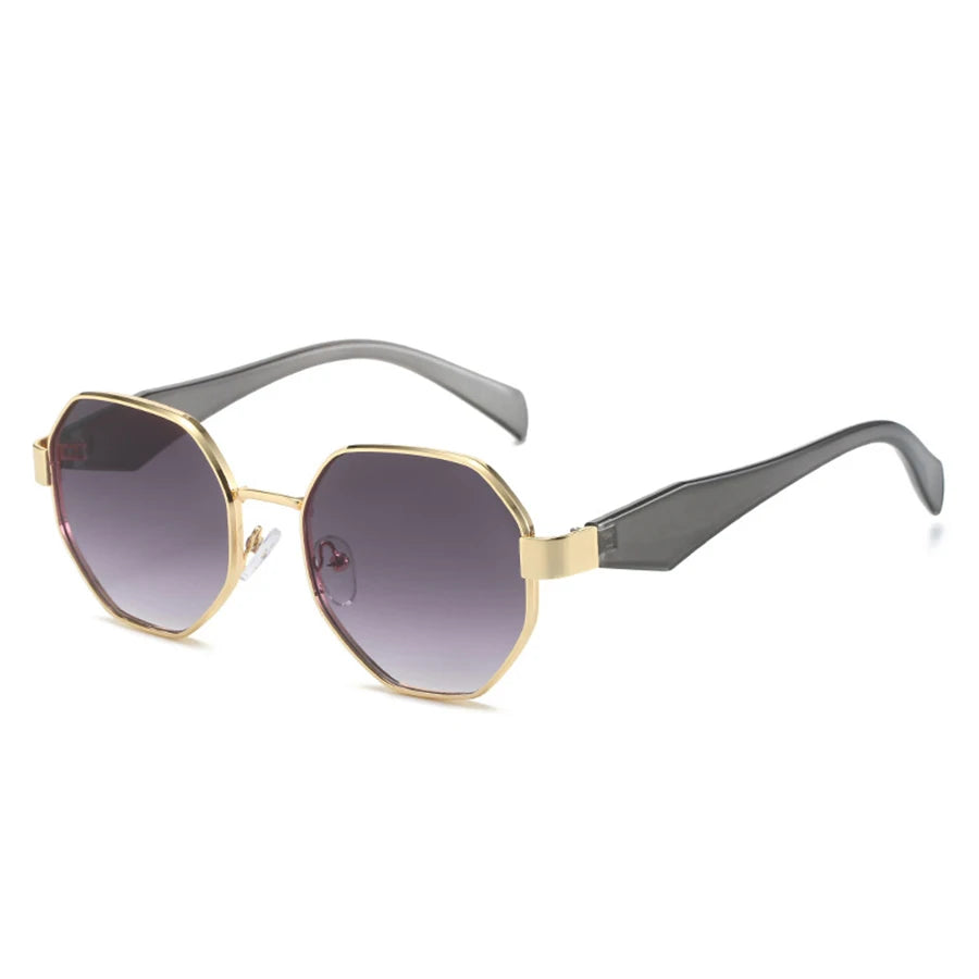 Retro Polygonal Metal Frame Sunglasses UV400