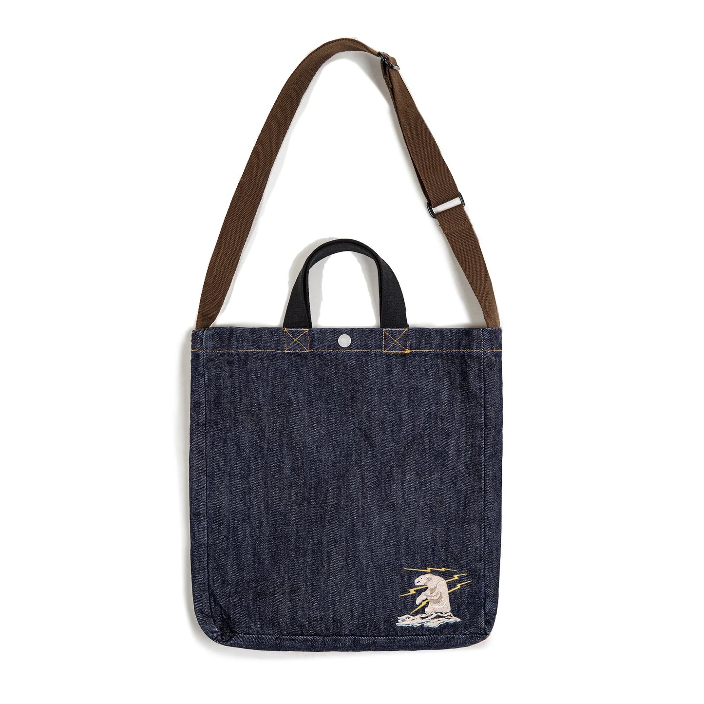 Women's Workwear American Retro Shoulder Crossbody Denim Embroidery Large Capacity Portable Flat Tote Bag