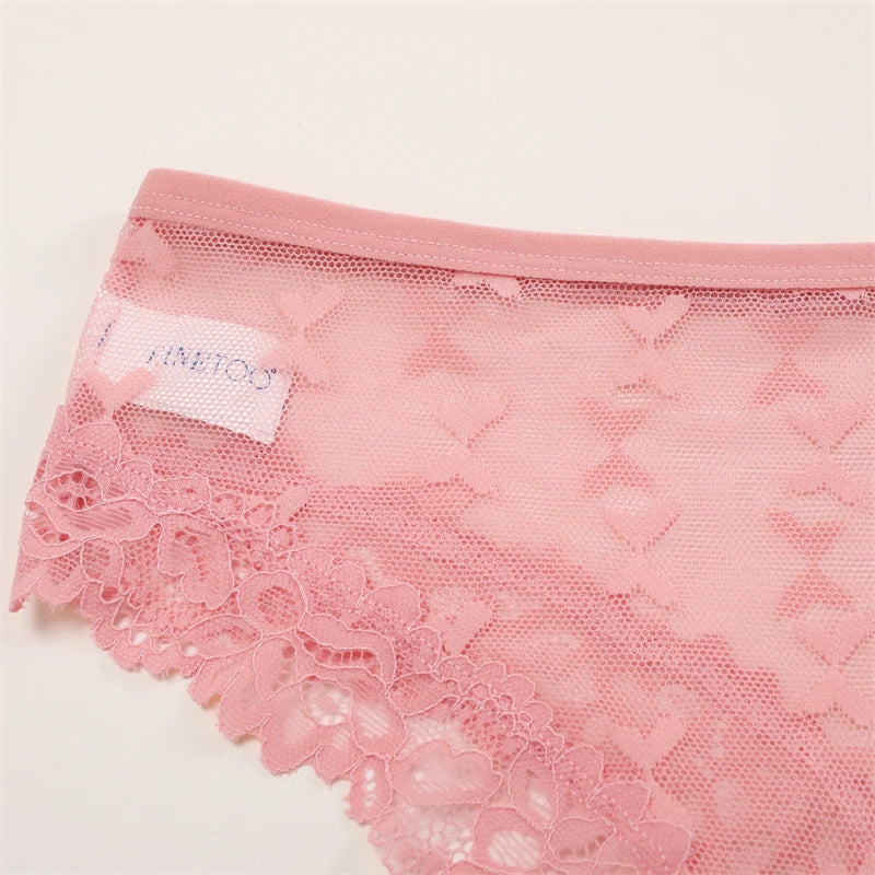 Women's Lace Underwear 3-Piece Set - Floral Hollow Out Briefs