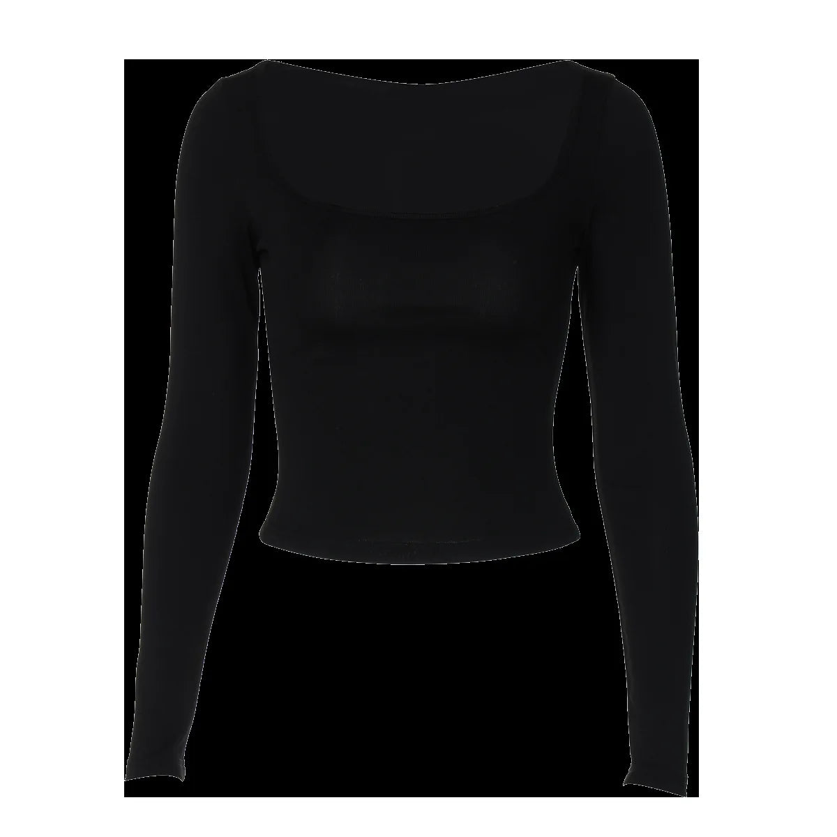 Women's Square Collar  Long Sleeve Solid Basic Top