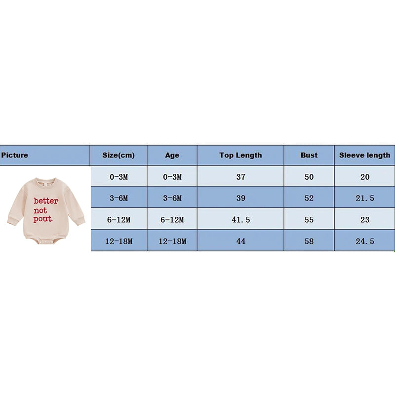 0-18M Baby Girls Bubble Romper Letter Embroidery Round Neck Long Sleeve Sweatshirt Jumpsuit