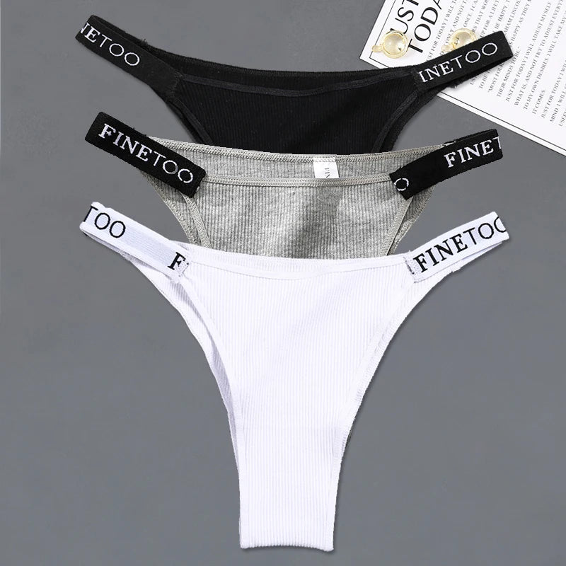 3Pcs Low-Rise Cotton Panties Bikini Underwear Letter Belt Underpants Comfortable Briefs Lingerie