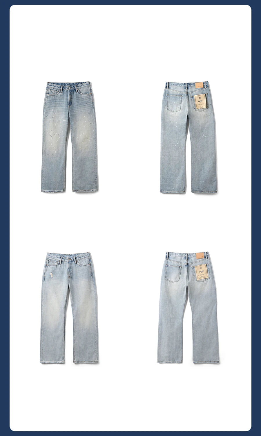 Men's High Standard Loose Relaxed 13.8oz 100% Cotton Ripped Denim Jeans - Plus Size