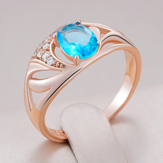 Dazzling Blue Zircon Wedding Ring - Rose Gold