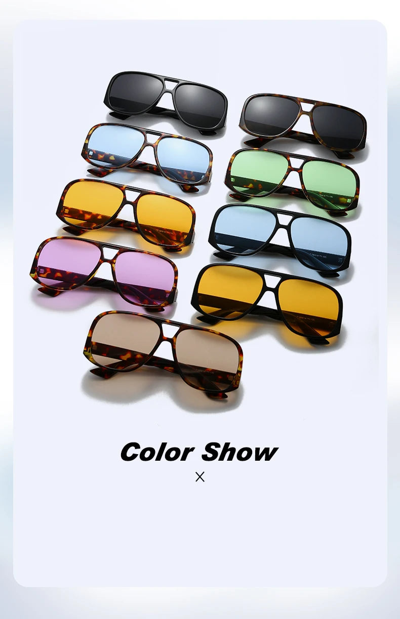 Unisex 1/3pcs Oversized  Double Bridges Sunglasses UV400