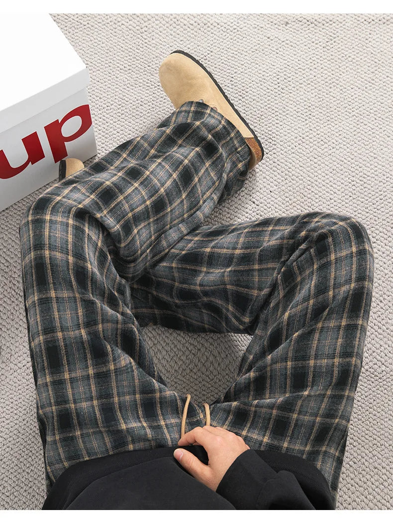 Men's Plaid Casual Trousers - Loose Straight Fit