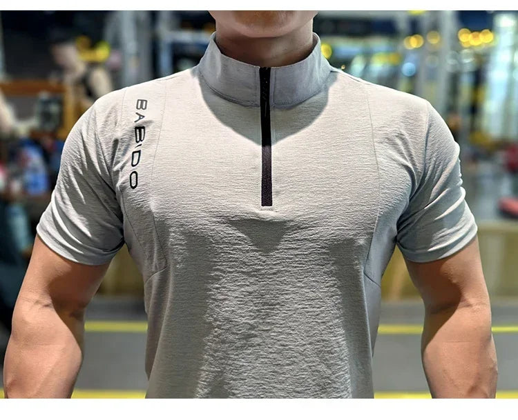 Men's Fitness Sport Clothing Bodybuilding Training Gym Running Short Sleeve Muscle Fit Top Quick Dry Rashguard T-Shirt