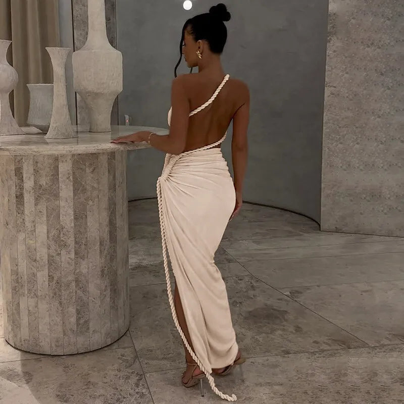 Women's  Off-shoulder Thigh High Split  Maxi Strapless Sleeveless Ruched Bodycon Party Dress