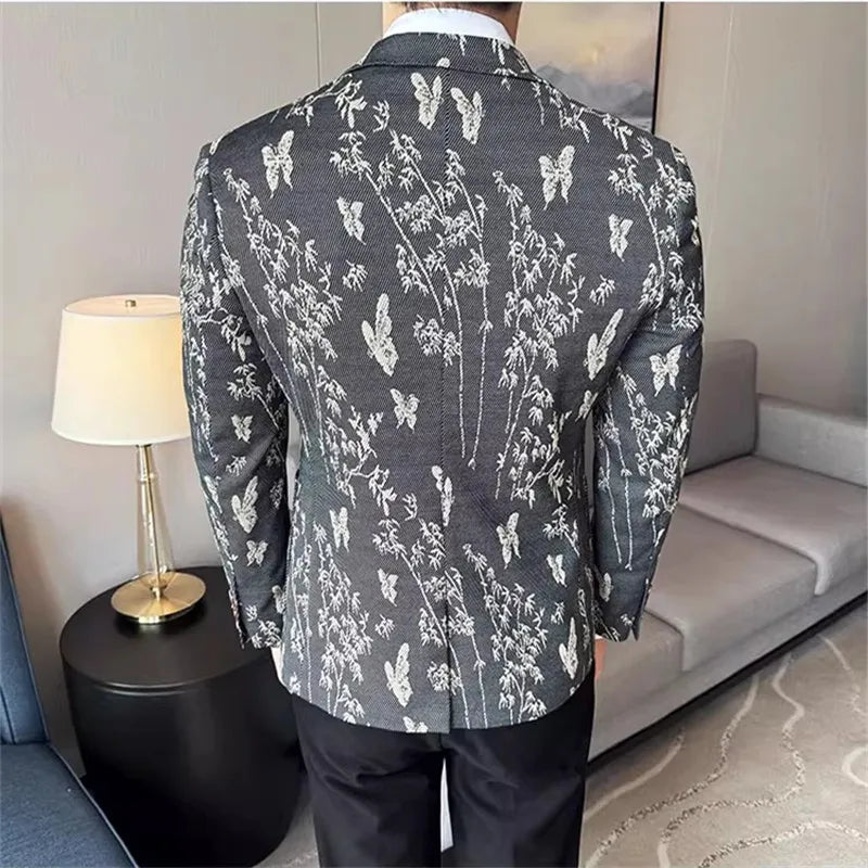 Men's Print Slim Fit Blazer Jacket