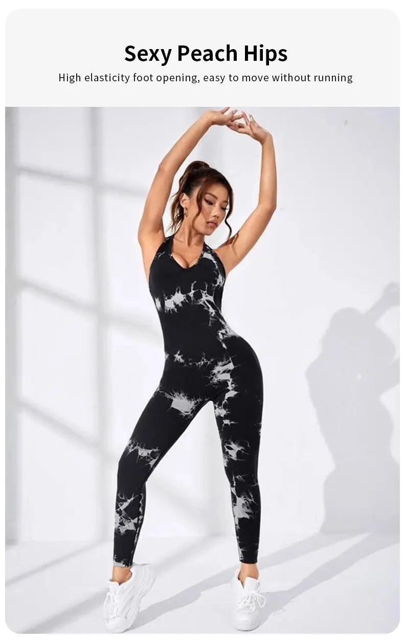 Women's Backless Sling Fitness Sports Playsuit Sleeveless Slim Activewear All In One Jumpsuit