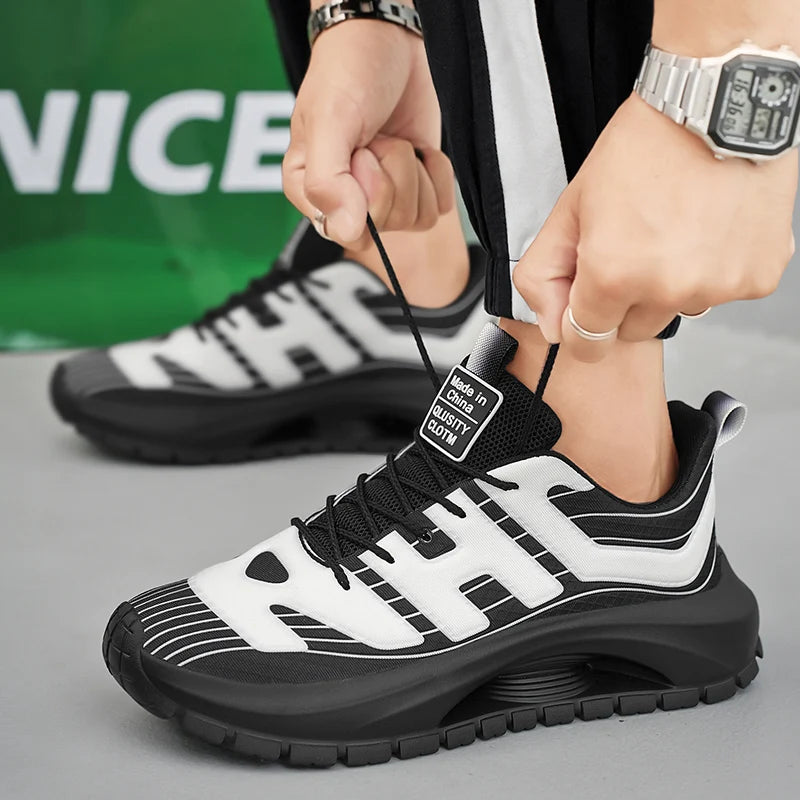Men's Casual Sneakers Breathable Lace Up Platform Trainers Shoes