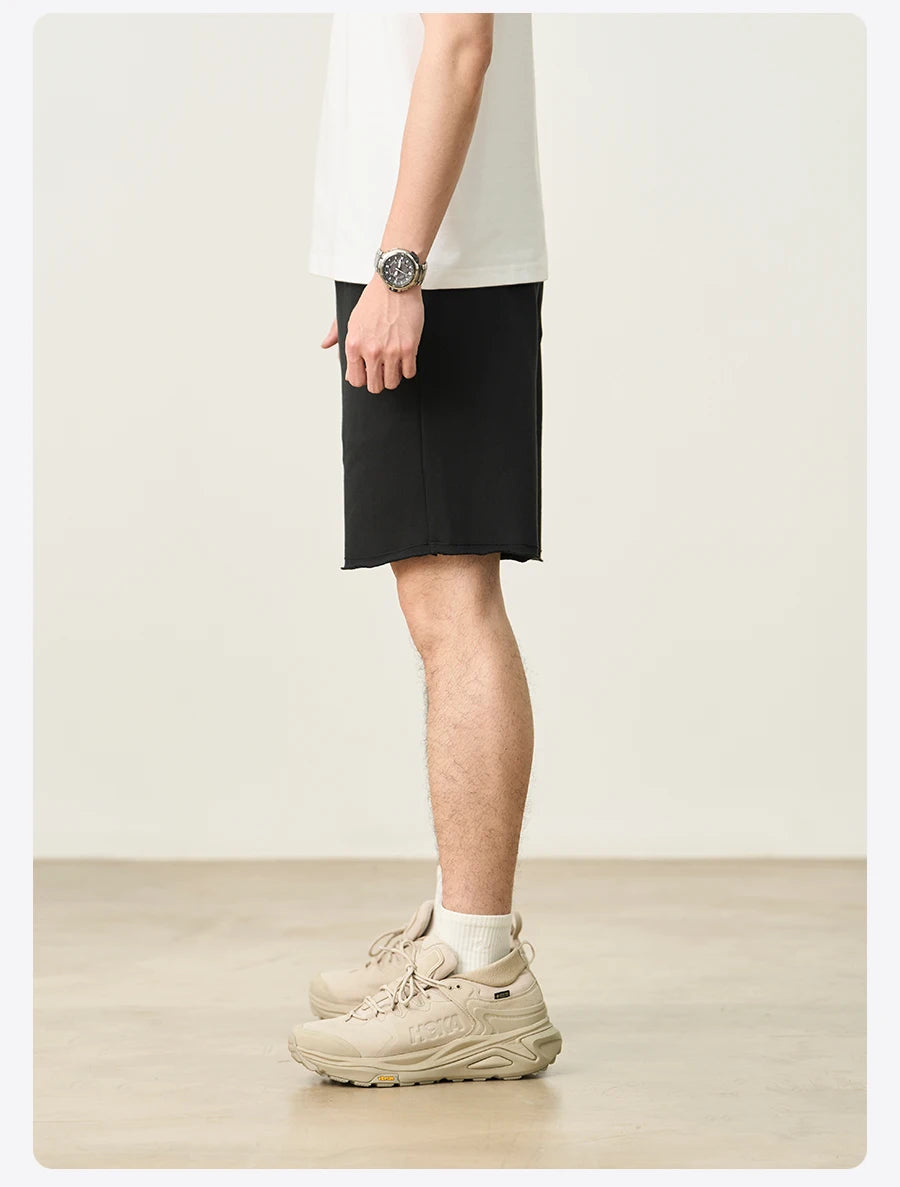 Men's Oversize Athletic Shorts - 390gsm Drawstring Raw Hem Running Shorts