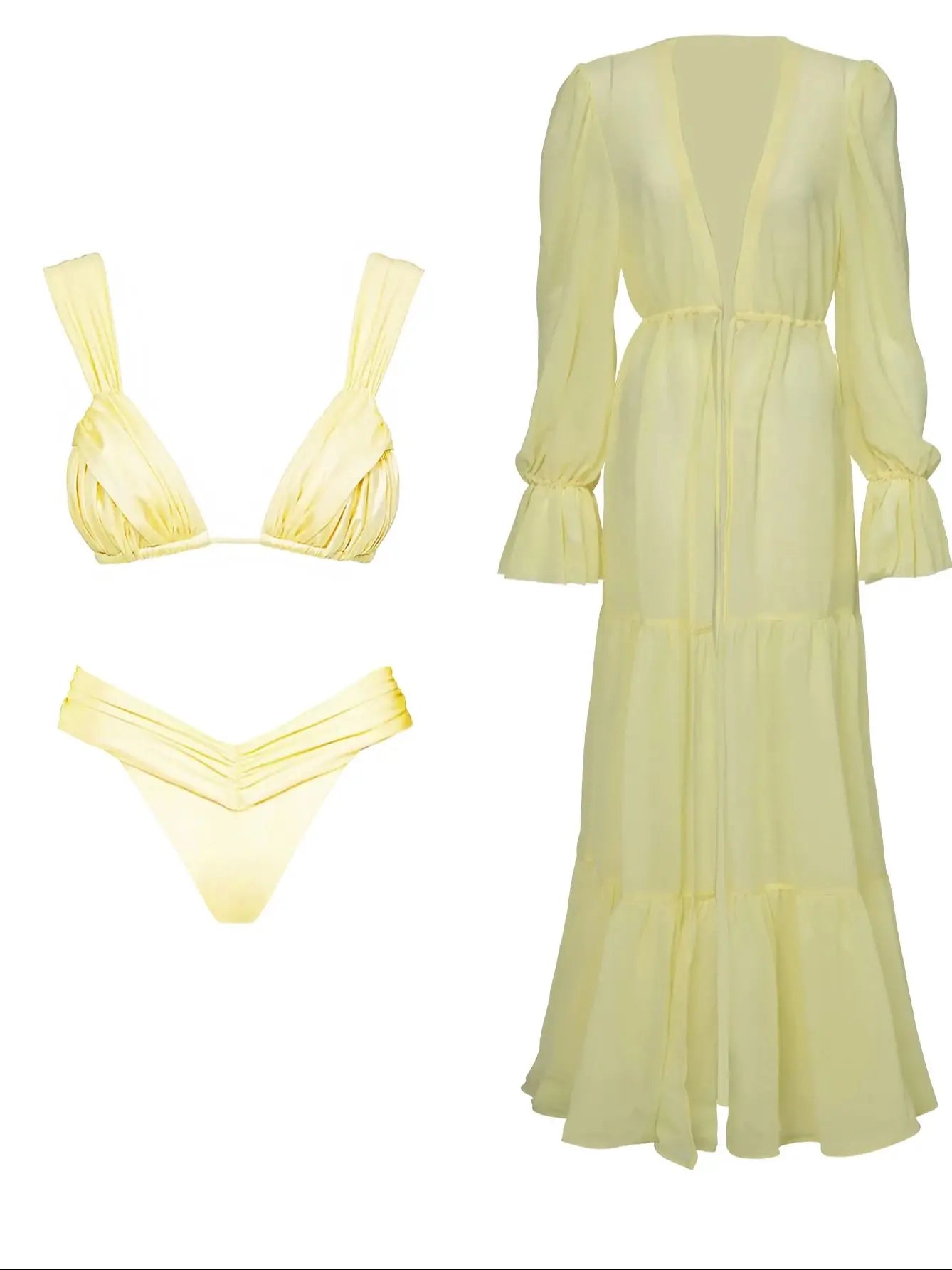 Women's Two-Piece Beach Set - High Waist A-Line Skirt & Bandage Top