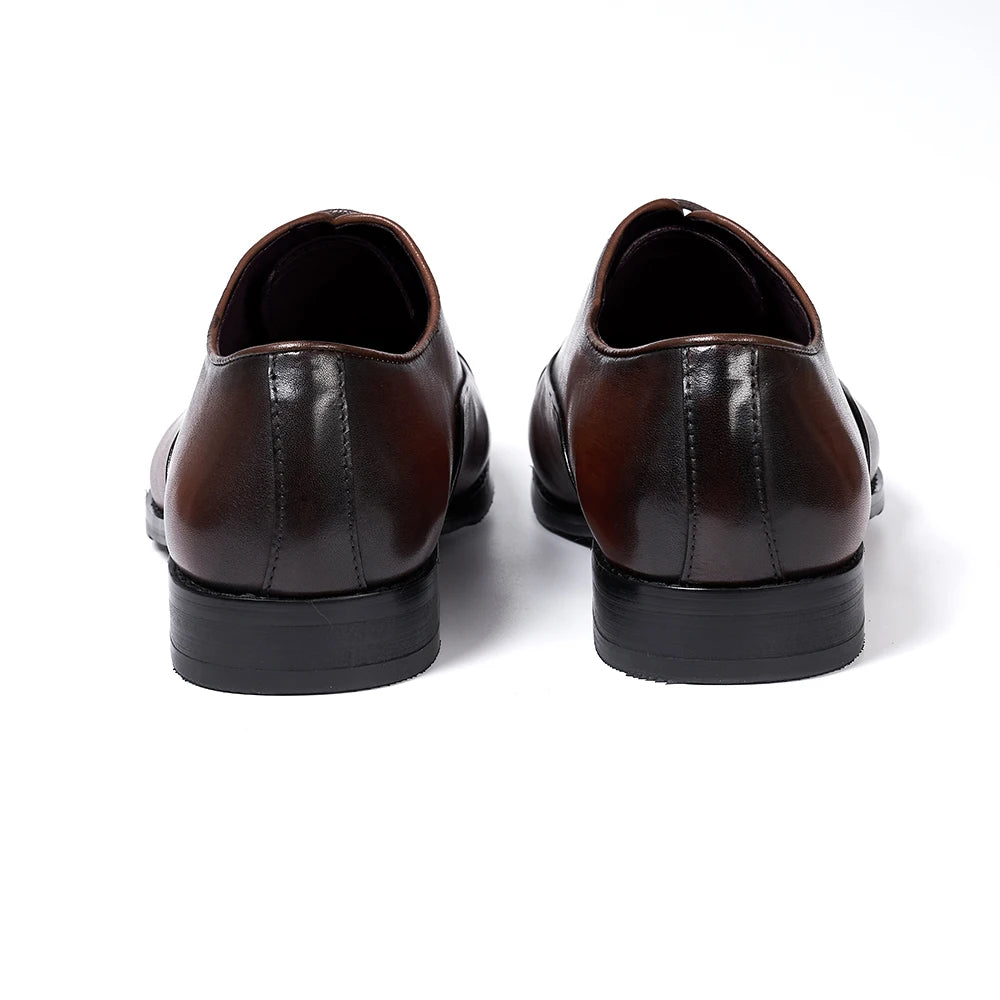 Men's Classic Lace-Up Oxfords Genuine Leather Cap Toe Wedding Party Formal Shoes