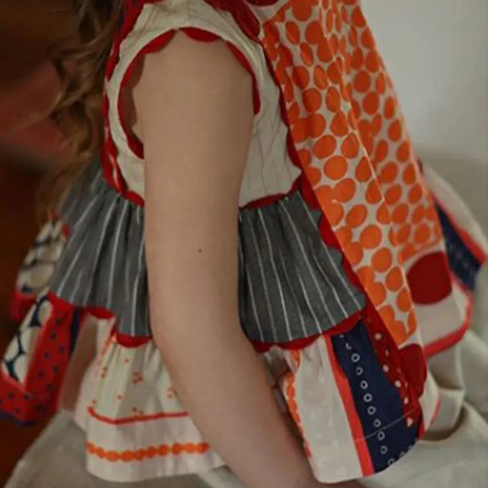 Girls' Dress Summer Children's Round Neck Sleeveless Geometric Multicolour Comfortable Casual Dress