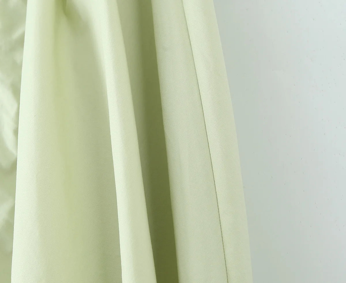 Backless Green Halter Dress - Elegant Low Waist A-Line Midi Dress