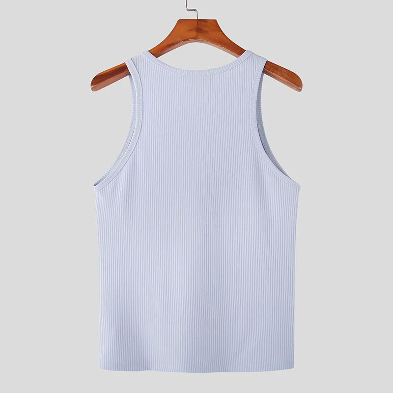 Men's Tank Top Solid Colour Round Neck Sleeveless Summer Vest