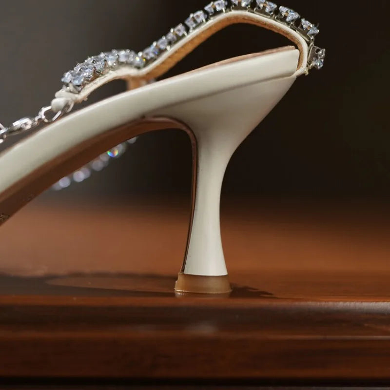 Women's Pointed Toe Rhinestone Wedding Sandals - Bowknot Pendant Pumps