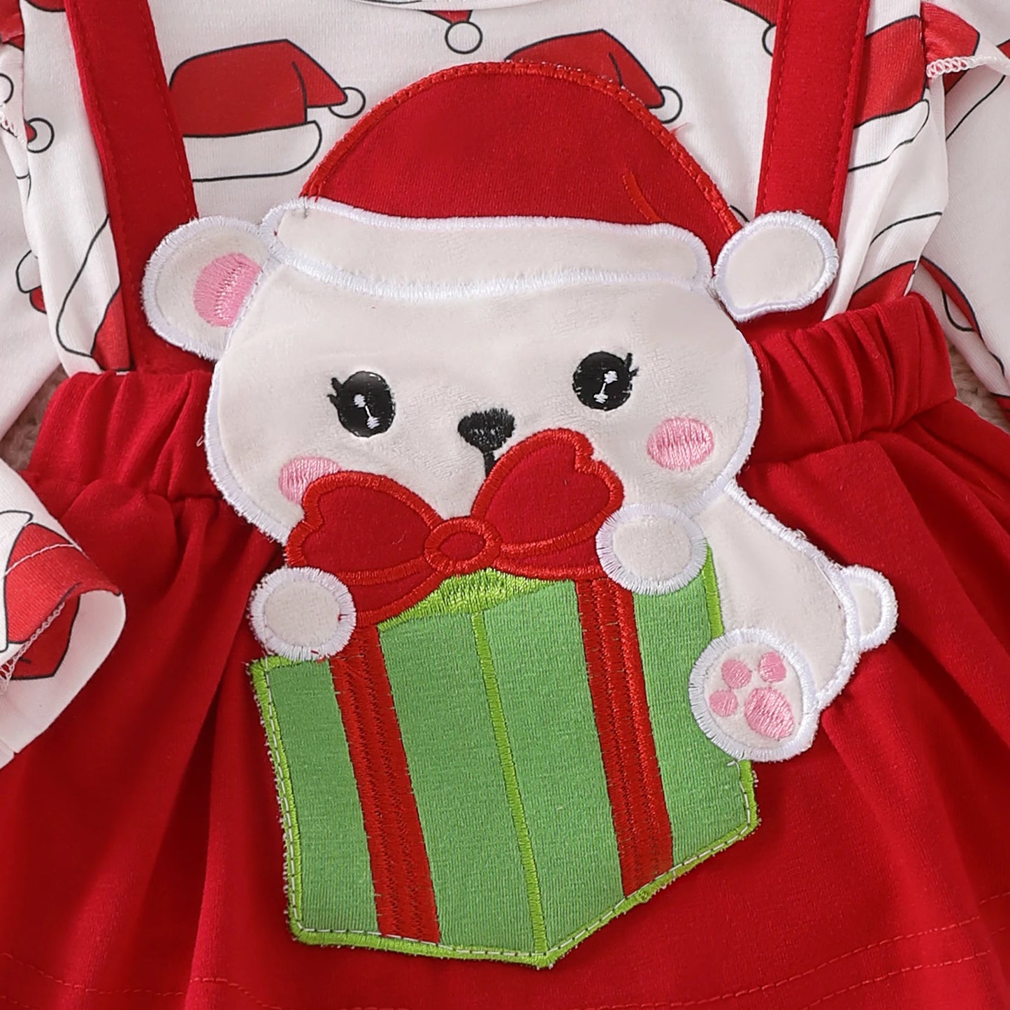 2-Piece Baby Girls Holiday Romper Dress Set 0-18M - Thanksgiving/Christmas Print with Headband