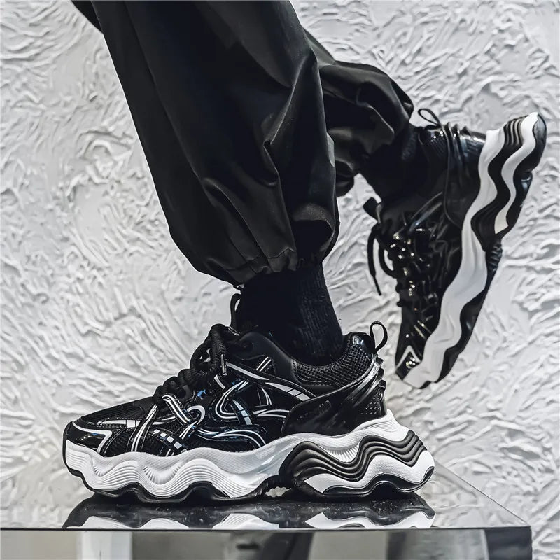 Men's Casual Platform Breathable Sports Shoes Lace Up Sneakers