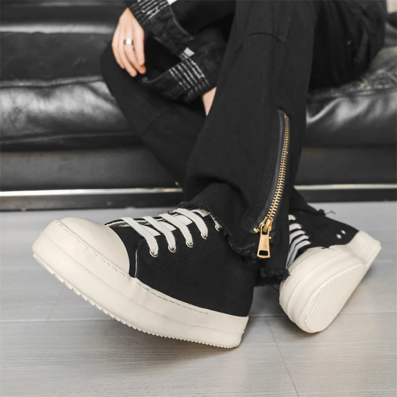 Unisex Casual Skateboard Vulcanized Canvas Shoes Lace Up Comfortable Outdoor Sneakers