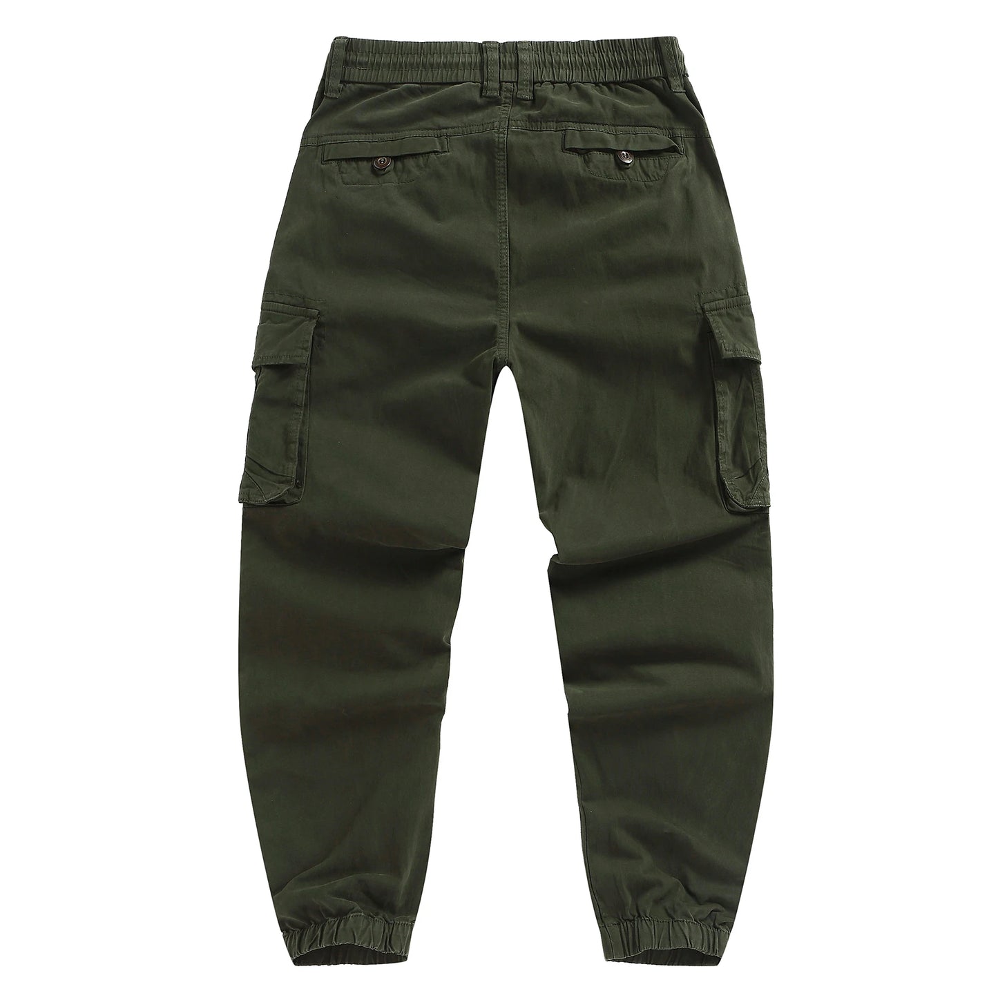 Men's Cotton Cargo Pants - Elastic Waist Multi-Pocket Joggers