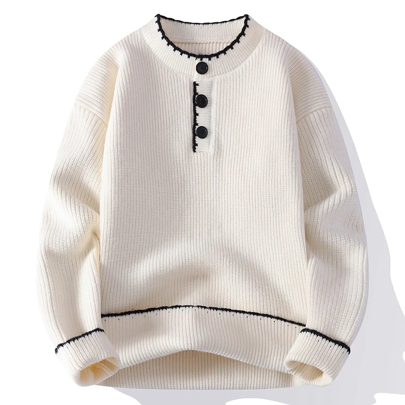 Men's Casual Knit Sweater - Long Sleeve O-Neck Pullover for Autumn Winter