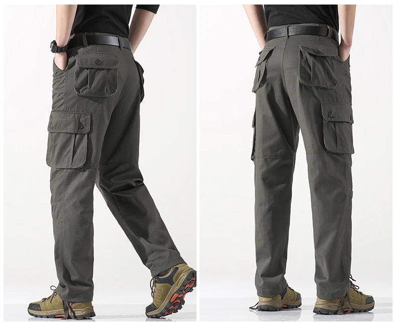 Spring Autumn Cotton Cargo Pants - Multiple Pockets Casual Trousers