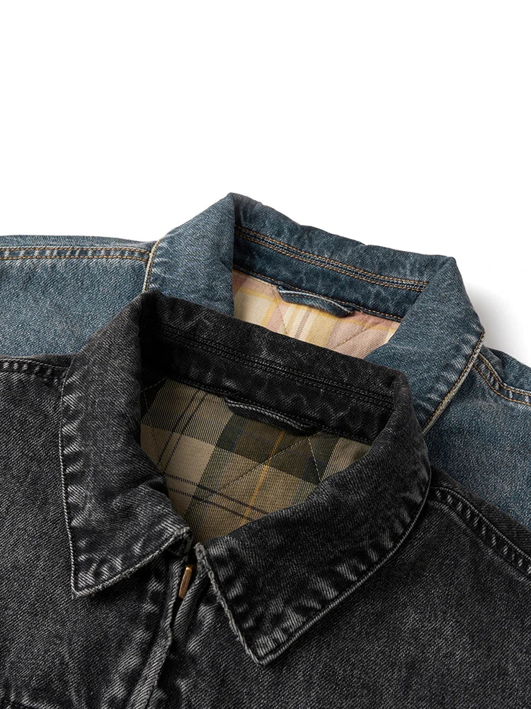 Men's Quilted Washed Vintage Denim Jacket