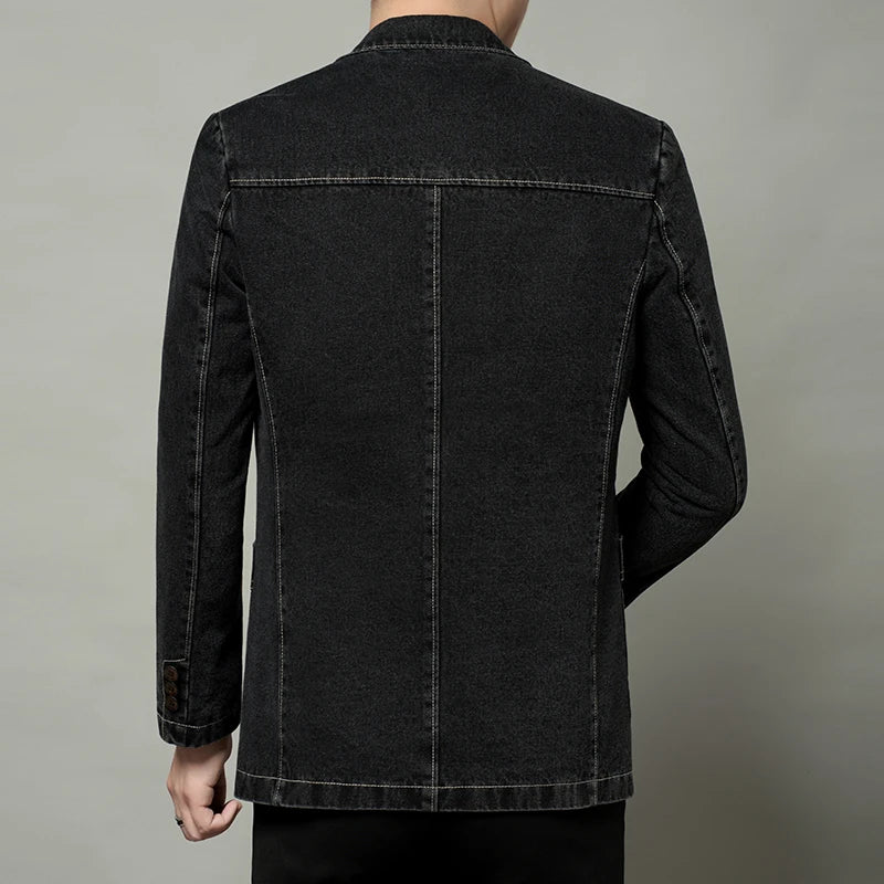 Men Denim Blazer Coat Jacket Coat