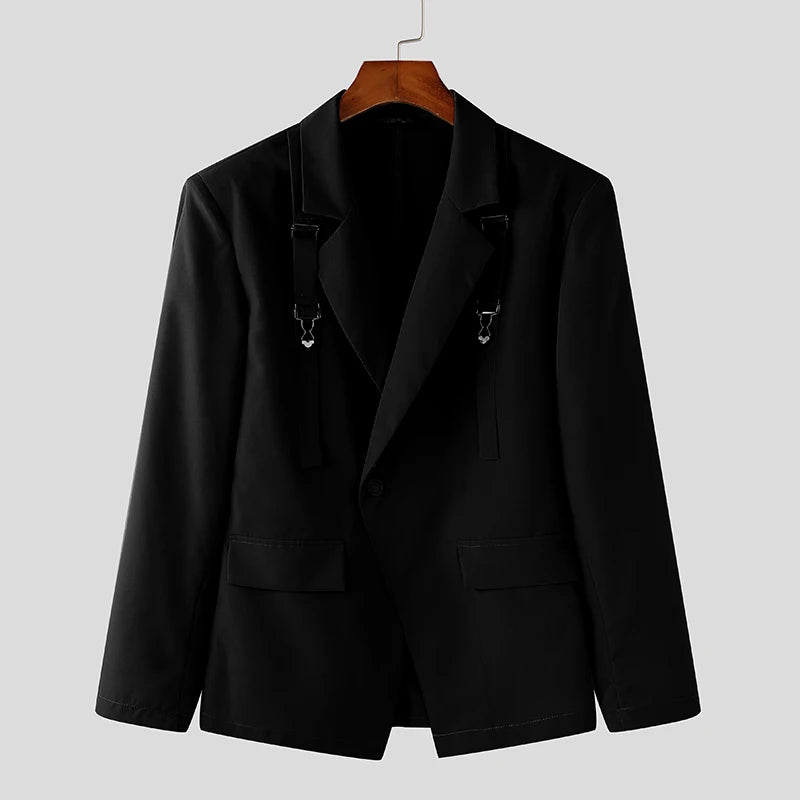 Men's Deconstruct Metal Buckle Long Sleeved Blazer